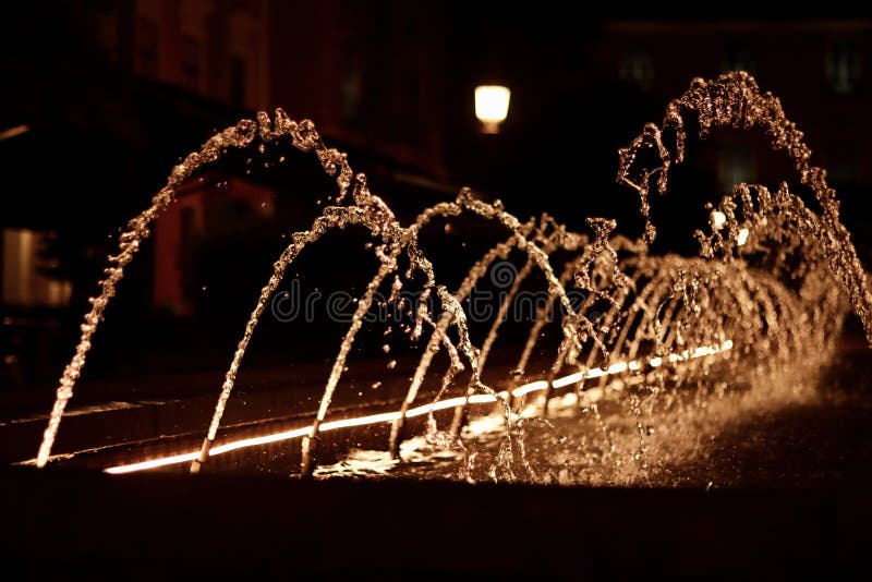 Fountain stock photo. Image of night, gold, water, fountain 230094460