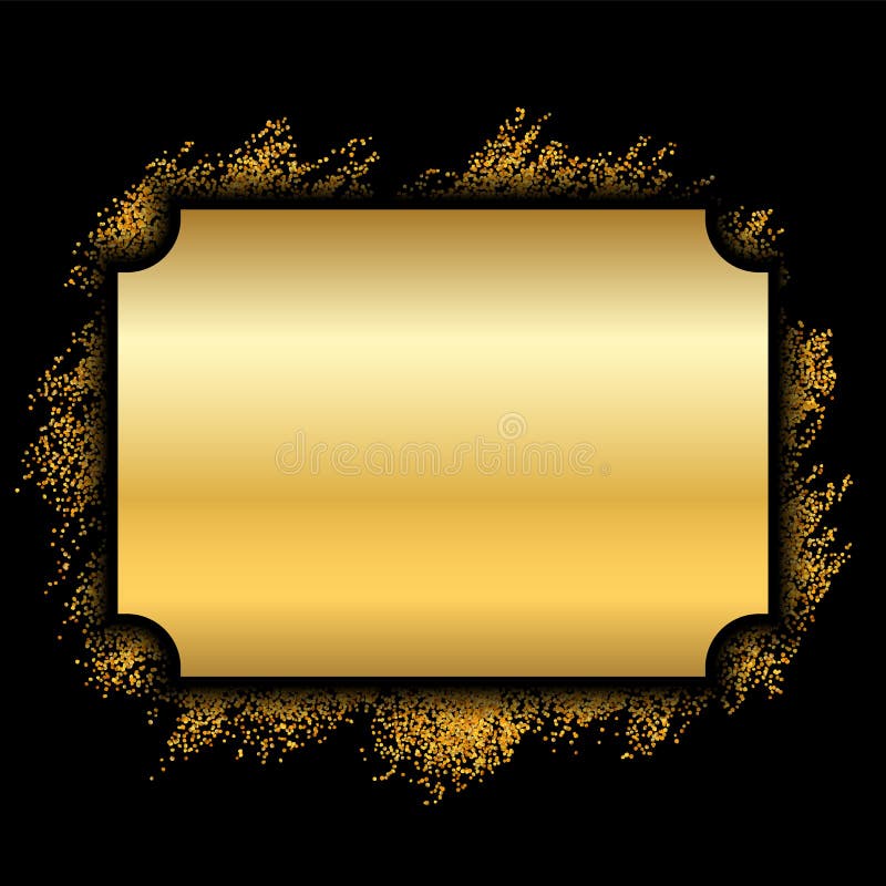 Gold Frame. Beautiful Golden Glitter Design. Vintage Style Decorative Border,  Isolated Black Background Stock Vector - Illustration of bright, backdrop:  129281244