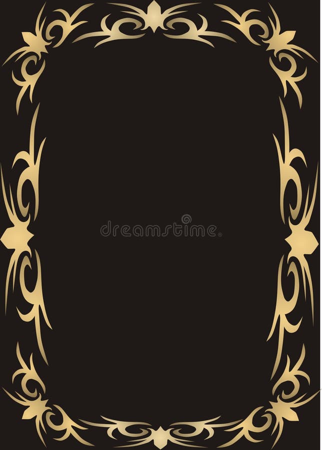 Gold frame on black background