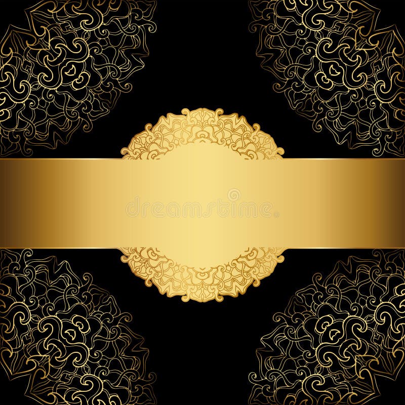 Gold Frame on a Black Background. Stock Vector Illustration of gloss