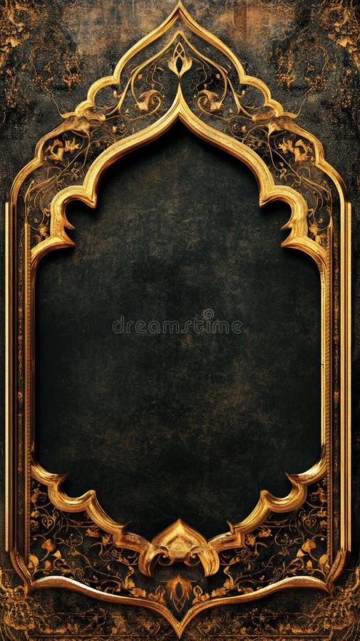 A gold frame with a black background royalty free illustration