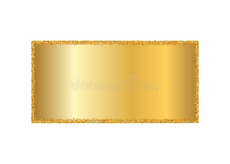Gold frame isolated white background. Golden glitter confetti texture. Gold square border, shiny gradient. Light dust vector illustration