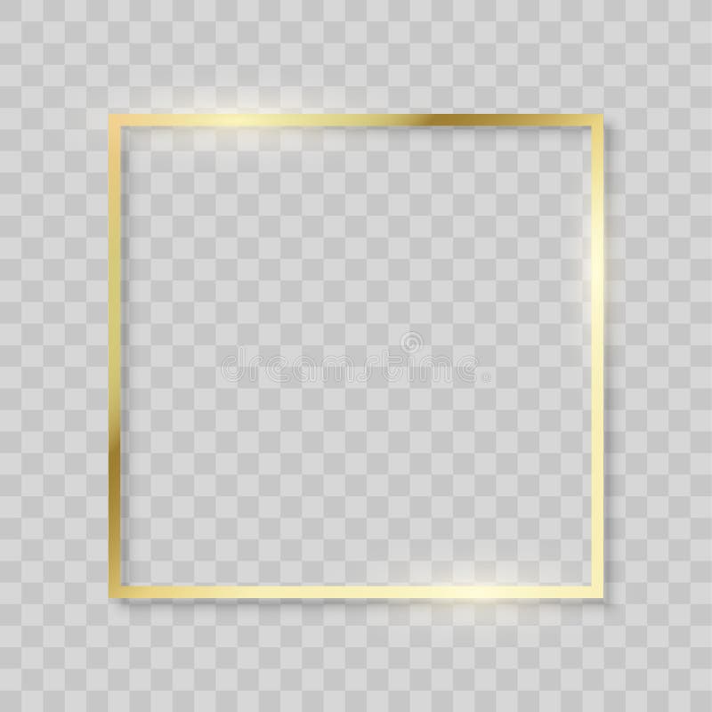 Gold frame, realistic golden texture borders. Vector shiny square frame