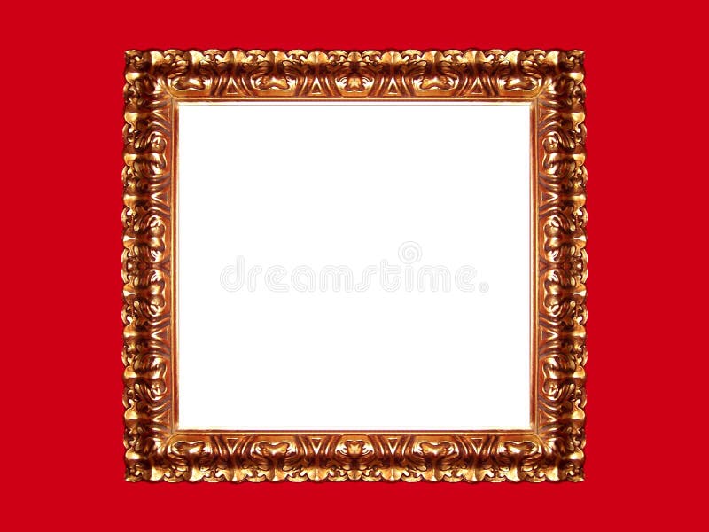 Gold frame on red background