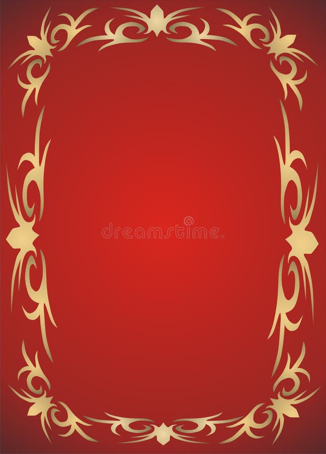 Gold frame on red background -