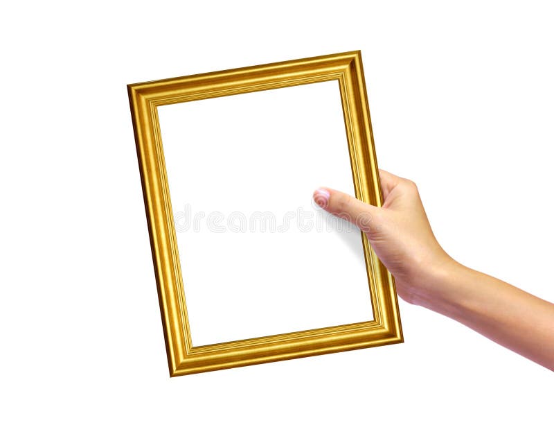 Gold frame in woman hand