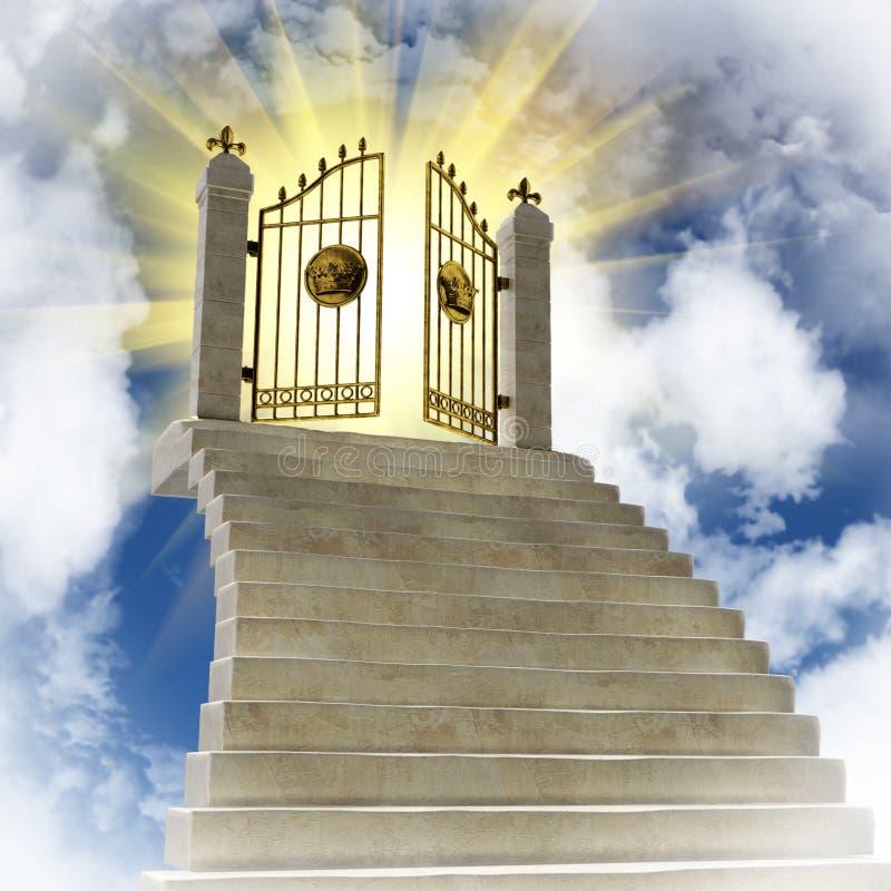Gold gates. The gates of paradise in the clouds royalty free illustration Gold gates. The gates of paradise in the clouds royalty free illustration