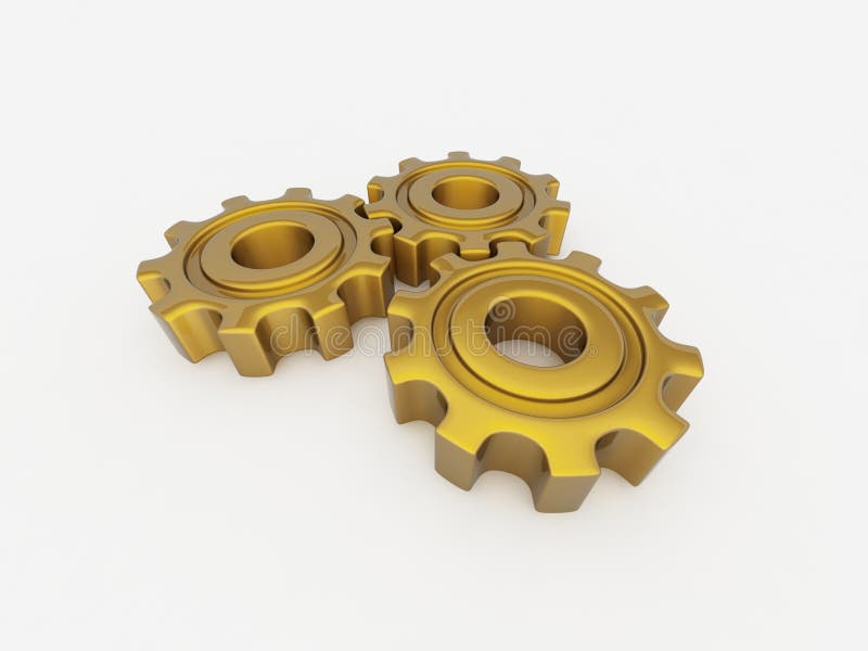 Gold gears stock illustration. Illustration of render 14194777