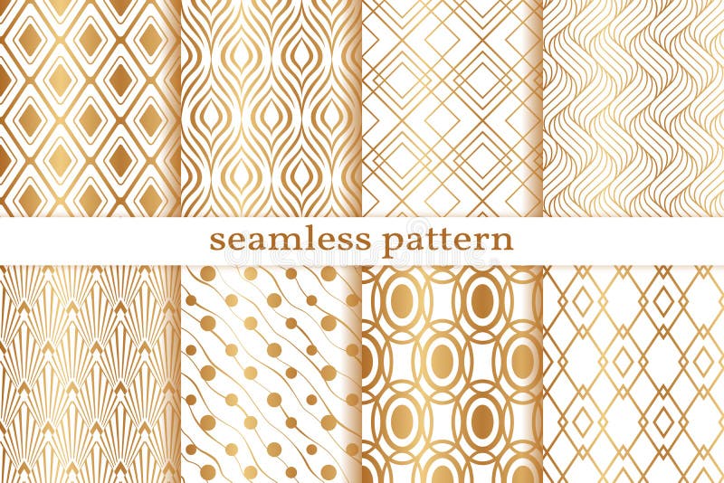 Gold geometric seamless pattern. Golden â€‹background. Repeated set abstract texture. Repeating collection geometric patern for de royalty free stock images