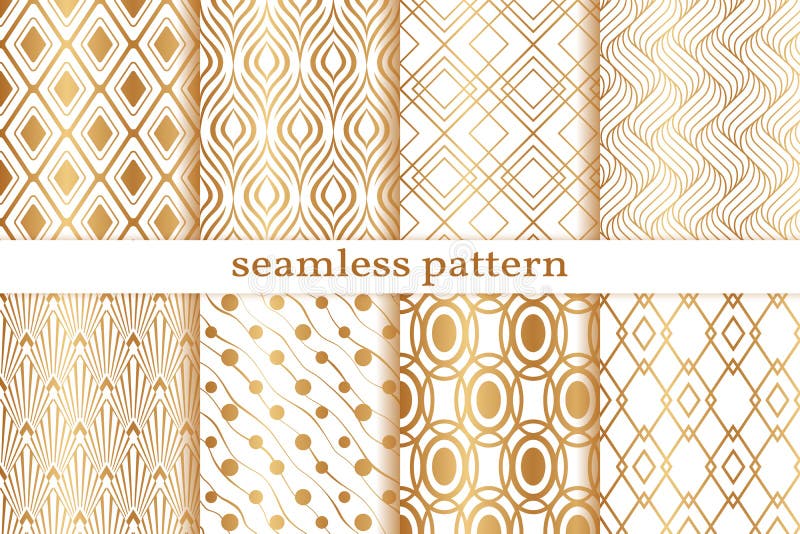 Gold geometric seamless pattern. Golden â€‹background. Repeated set abstract texture. Repeating collection geometric patern for de