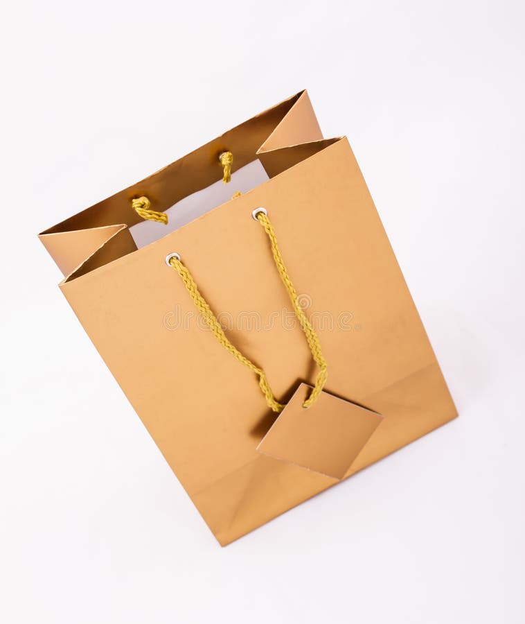 Gold Gift Bag with a Tablet and Dollars Stock Image Image of gold