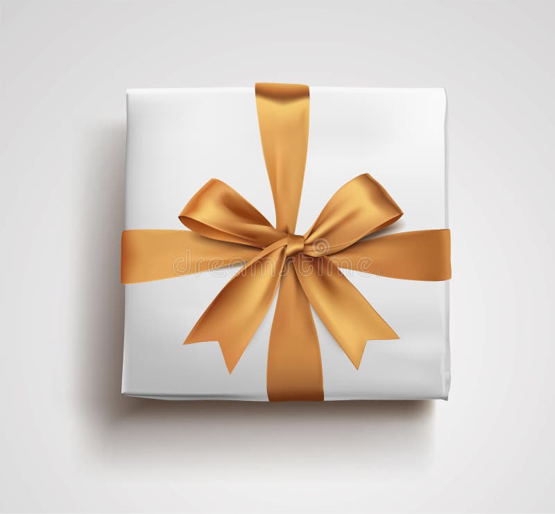 A Gold Gift Box Bow 3d Style Stock Vector Illustration of birthday