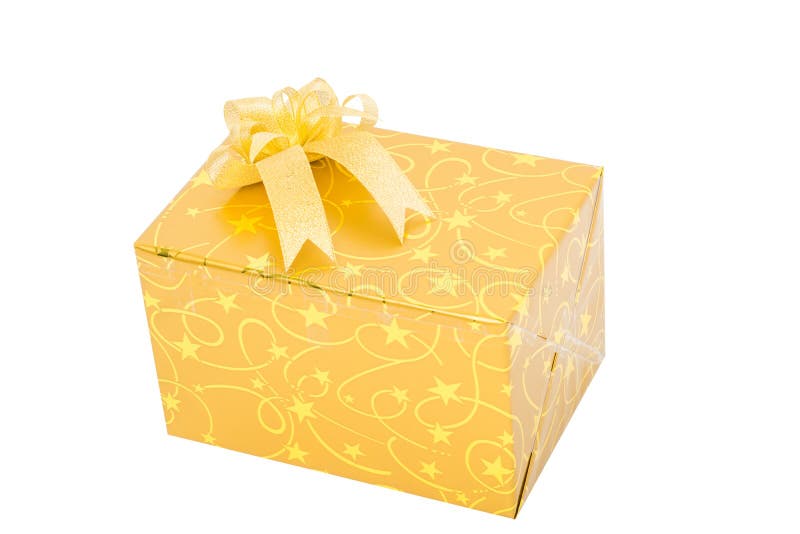 Gold Gift Box with Bow Isolate Stock Image Image of gold, festive
