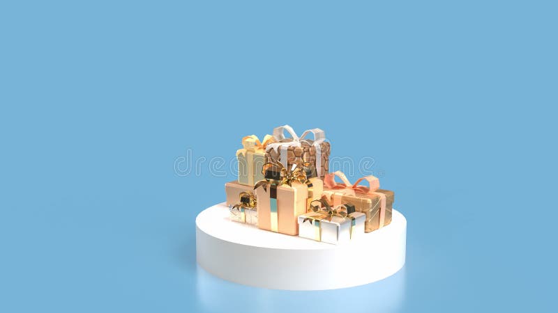 The Gold gift box for celebration or advertising concept 3d rendering royalty free illustration
