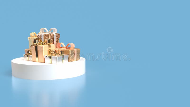 The Gold gift box for celebration or advertising concept 3d rendering vector illustration