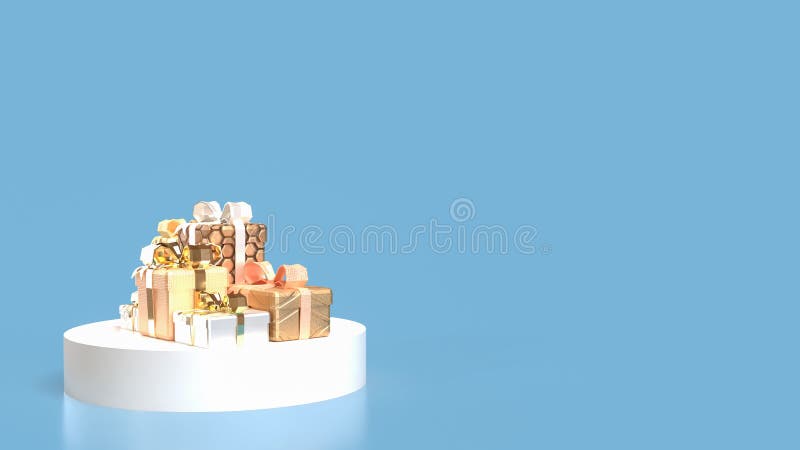 The Gold gift box for celebration or advertising concept 3d rendering vector illustration