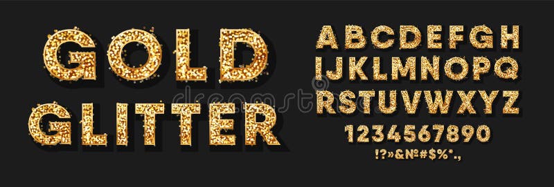 Gold Glitter Alphabet Clip Art Glitter Letters Numbers 68 Elements By  iamVENETA