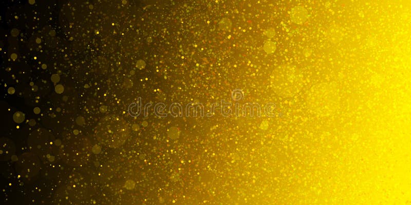 Gold glitter background with bright sparkling circles or blurred bokeh lights on black background, yellow abstract pattern of shim royalty free illustration