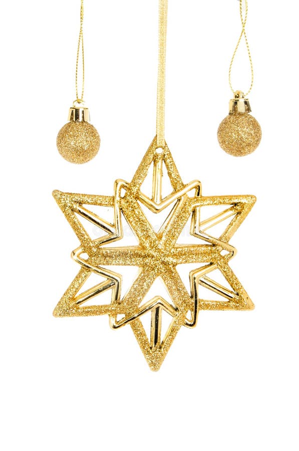 Gold Glitter Baubles and Star Stock Image Image of glitter, hanging