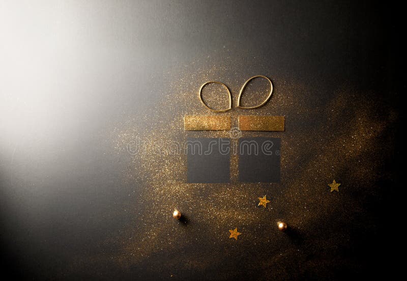 Gold glitter gift box stock photo. Image of icon, xmas - 198522388