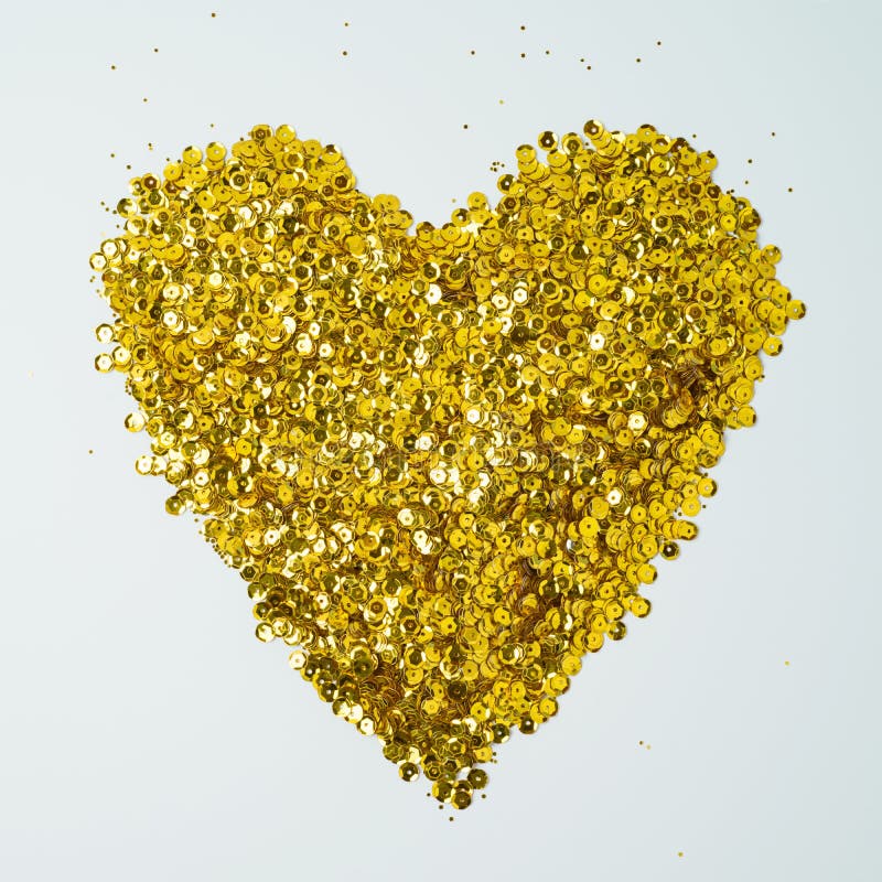 Gold Glitter Heart Shape Background Valentines Day Concept Stock Image