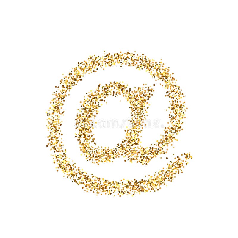 Gold Glitter Icon of Email Isolated on Background. Art Creative