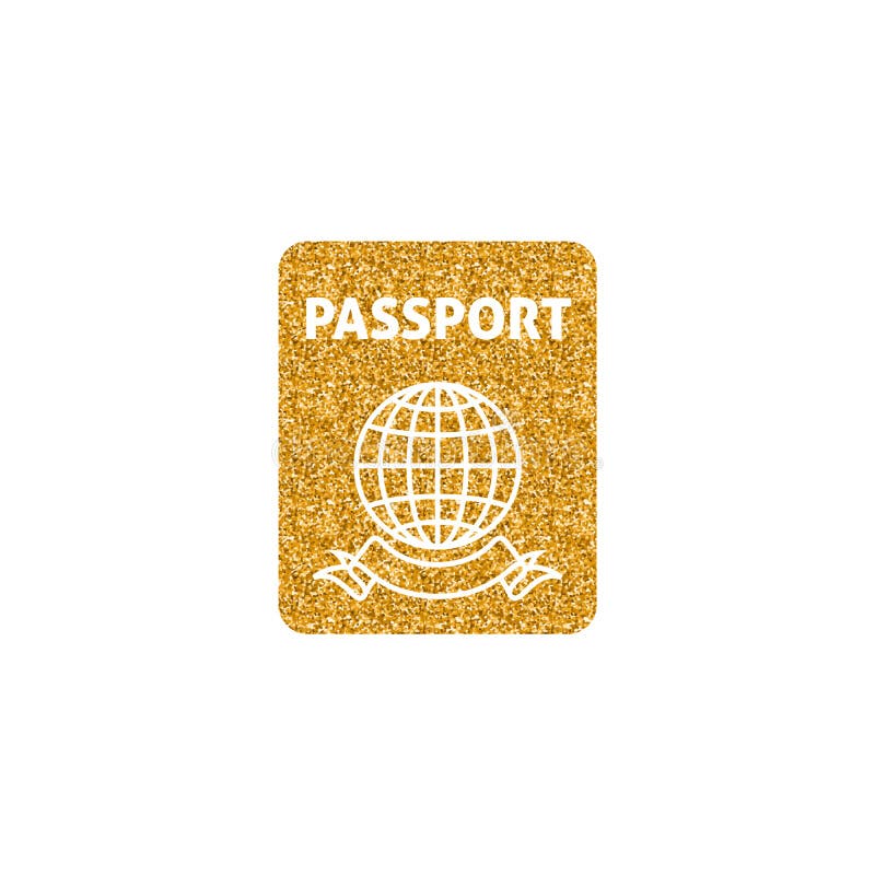 Gold Passport With Biometric Data Icon Isolated On Black Background