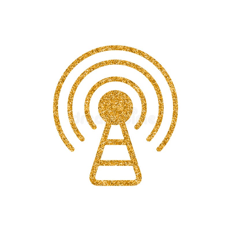 Gold Glitter Icon Podcast Stock Vector Illustration of broadcast