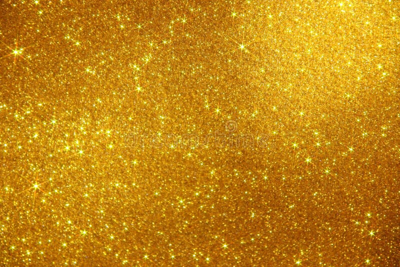 Gold Glitter Stars Sparkle Background - Stock Photo