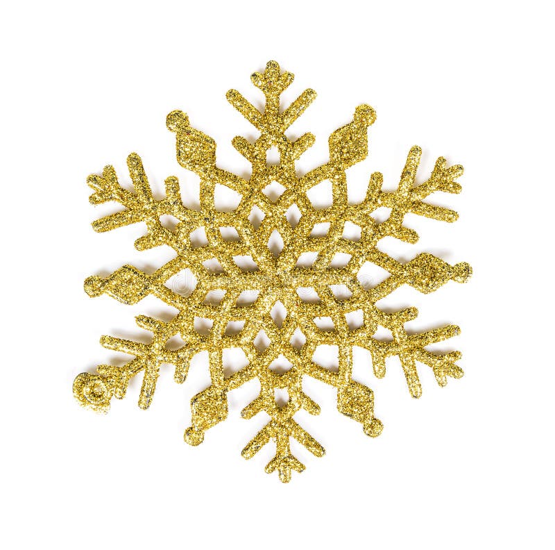 Gold glitter texture snowflake isolated on white background stock photo Gold glitter texture snowflake isolated on white background stock photo