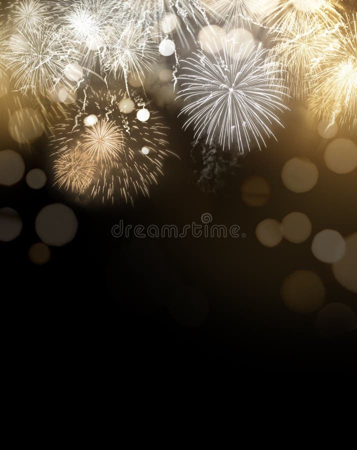 Gold Glittering Fireworks Display Background royalty free stock photos