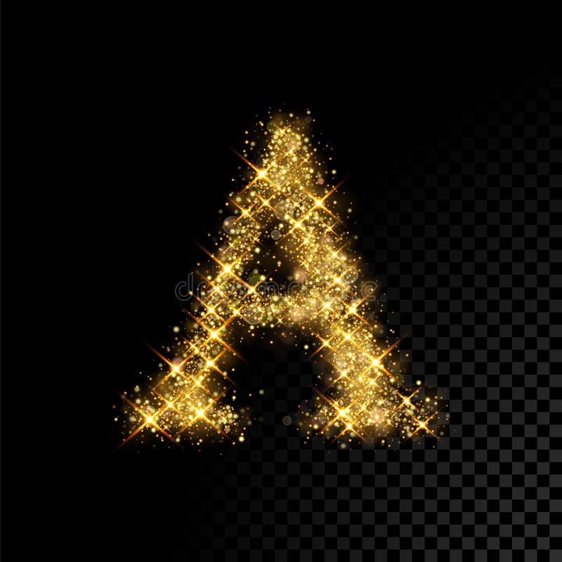 Gold Glittering Letter A On Black Background Stock Vector