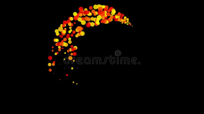 Gold glittering spiral trail of colorful circles moving in a circle on black background, seamless loop. Animation stock illustration Gold glittering spiral trail of colorful circles moving in a circle on black background, seamless loop. Animation stock illustration