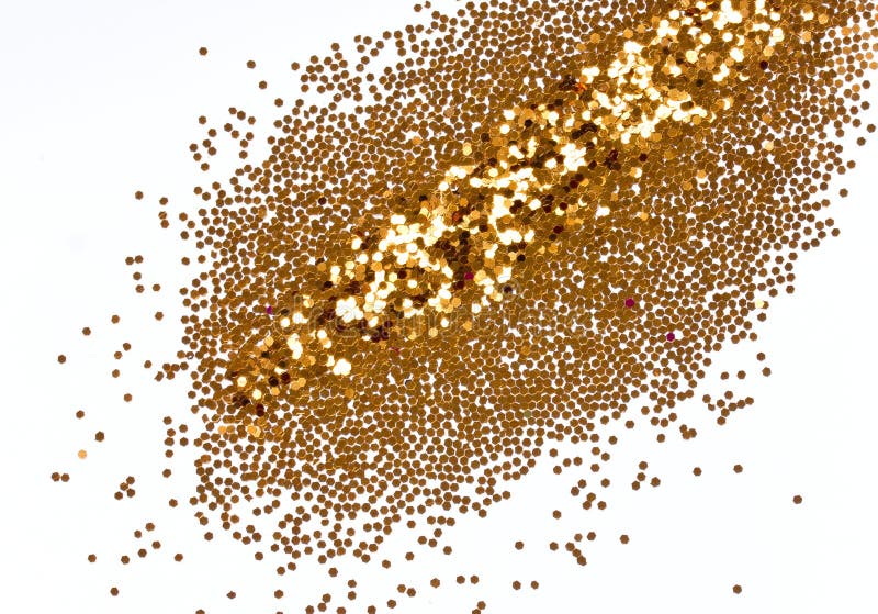 Golden Glitter Heart on White Background Stock Image Image of