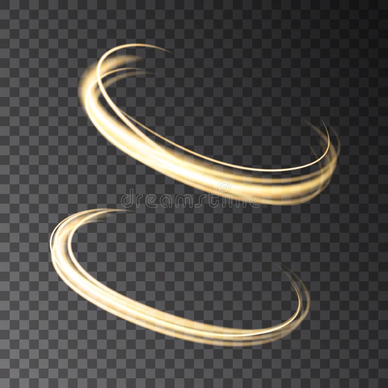 Gold glowing circle lights effects isolated on transparent bac vector illustration