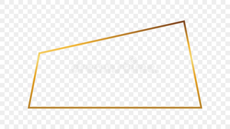 Gold glowing trapezoid shape frame vector illustration