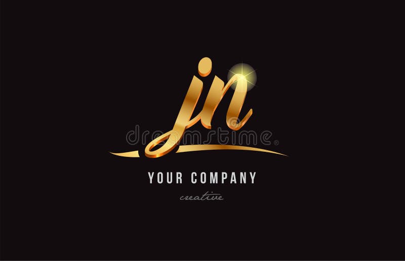 Gold Alphabet Letter Jn J N Logo Combination Icon Design Stock Vector