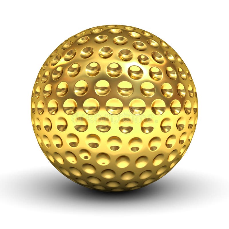 Gold Golf Ball Over White Background with Reflection Stock Illustration ...