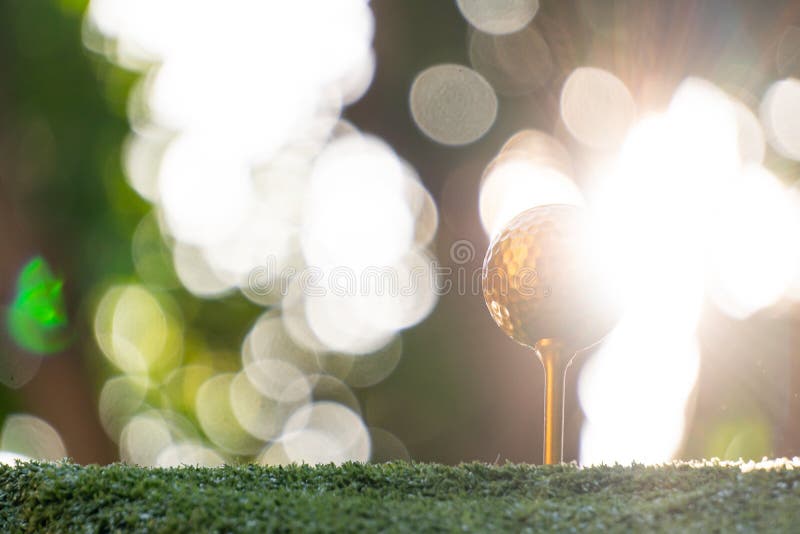 Golden Golf Ball is the World`s Biggest Sport Stock Photo Image of