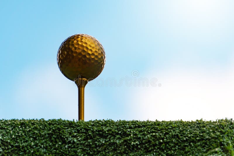 Golden Golf Ball is the World`s Biggest Sport Stock Image Image of