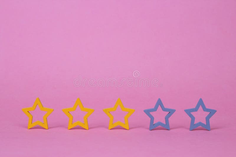 Gold, Gray, Silver Five Stars Shape on a Pink Background. Increase