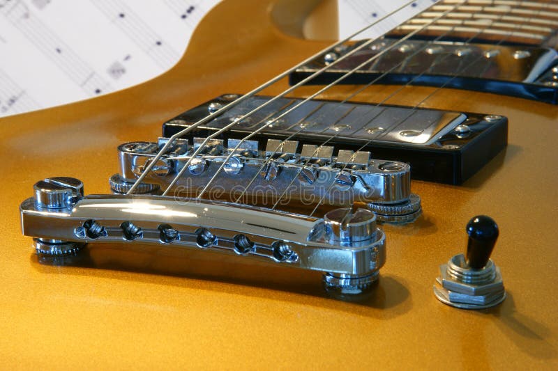 Gold Guitar stock image. Image of string, note, music 6340781