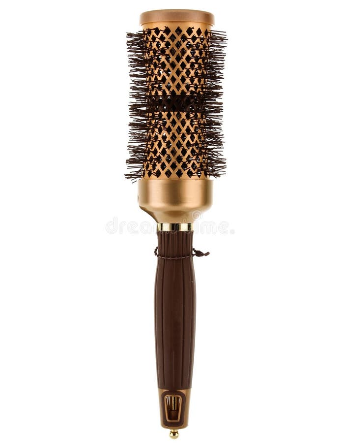 Gold Hair Brush Isolated On White Background Stock Image Image of equipment, handle 163909367