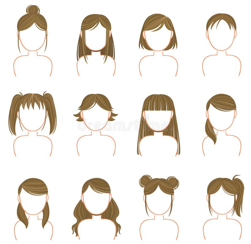 Gold hairstyle icon collection set vector illustration Gold hairstyle icon collection set vector illustration