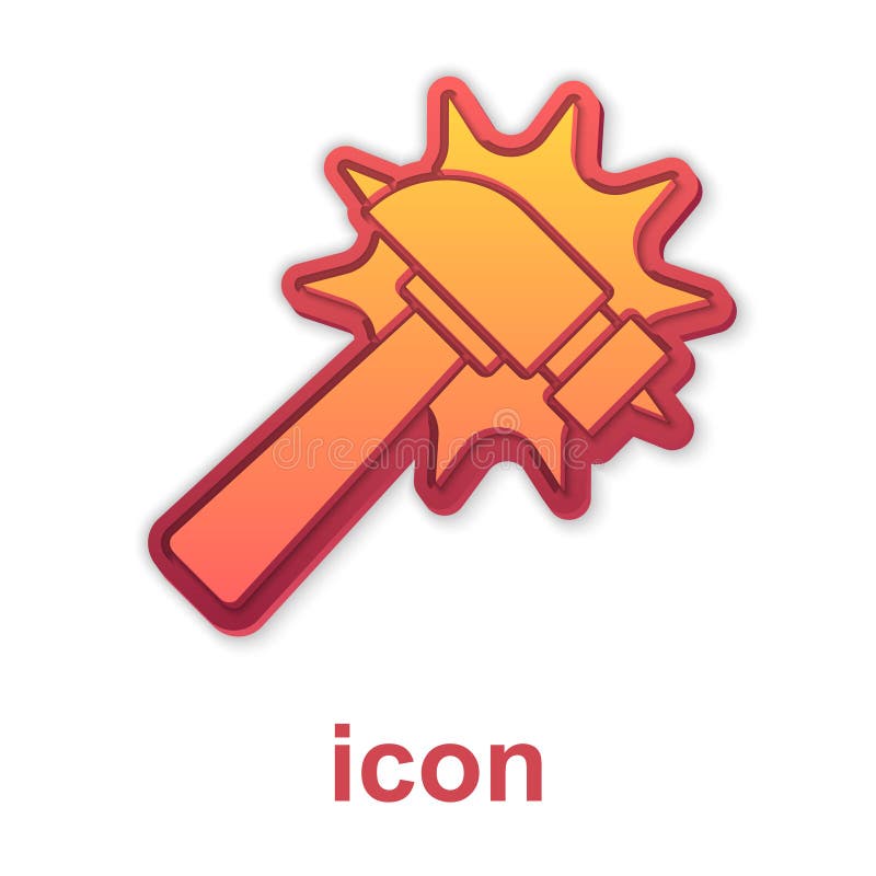 Gold Hammer Icon Isolated on White Background. Tool for Repair Stock
