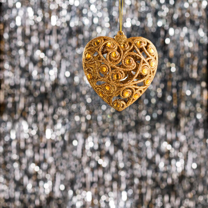Gold Heart Christmas Ornament Stock Image Image of gold, valentines