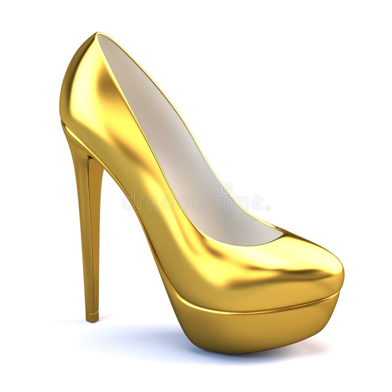 Gold high heel shoes