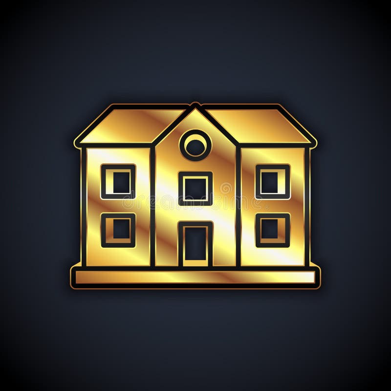 Gold House Icon Isolated on Black Background. Home Symbol Stock Vector
