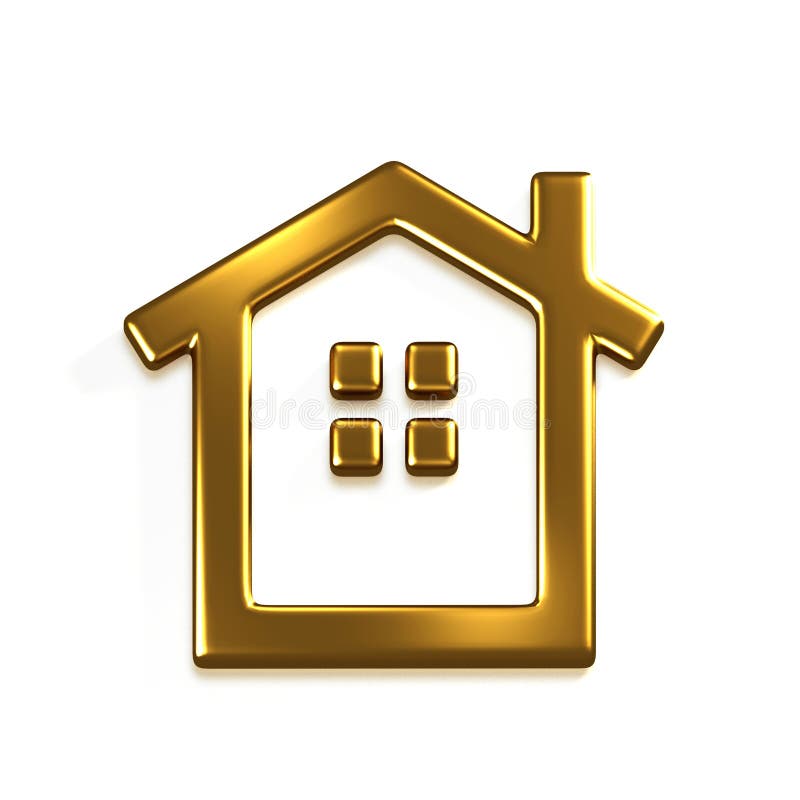 Gold House Logo. 3D Render Graphic Illustration Stock Illustration