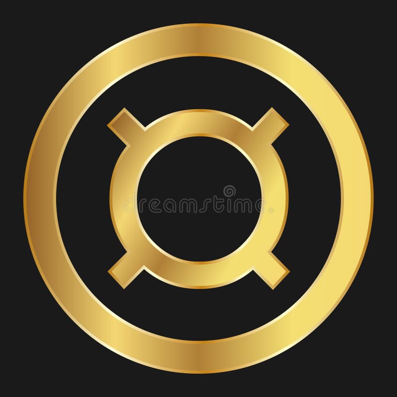 Gold icon of Generic currency symbol Concept of internet currency stock illustration